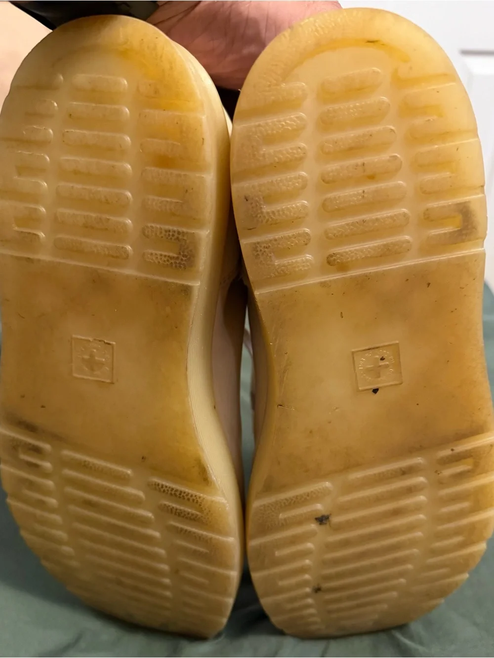 Dr. Martens Beige Suede Platform Sneakers